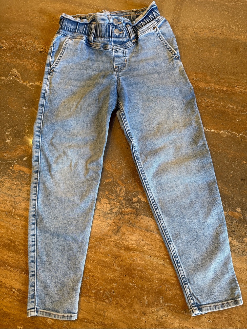 Abercrombie kids light blue high-rise stretch waist mini mom jeans